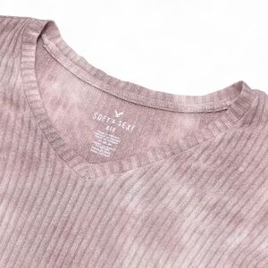 American Eagle Outfitters Soft & Sexy Ribbed Knit Top Light Pink Tie Dye Sz M